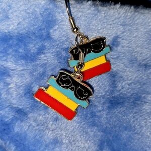 Colorful Stack Earrings with Sunglasses Design